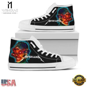 Metallica Fans Gift Black White Color High Top Canvas Sneakers Shoes