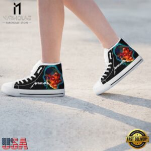 Metallica Fans Gift Black White Color High Top Canvas Sneakers Shoes