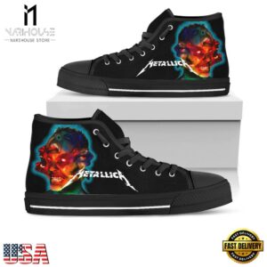 Metallica Fans Gift Black White Color High Top Canvas Sneakers Shoes