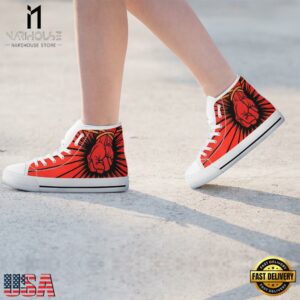 Metallica Fist Black White Color High Top Canvas Sneakers Shoes