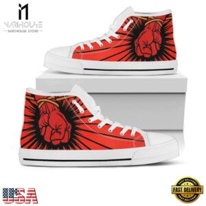 Metallica Fist Black White Color High Top Canvas Sneakers Shoes