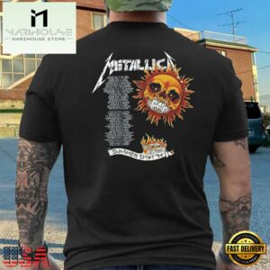 Metallica Flaming Skull Tour 94 Back Print T Shirt