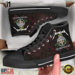 Metallica Guatemala Black Red Color High Top Canvas Sneakers Shoes