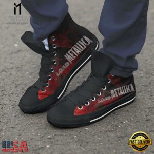 Metallica Load Black Red Color High Top Canvas Sneakers Shoes