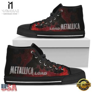 Metallica Load Black Red Color High Top Canvas Sneakers Shoes