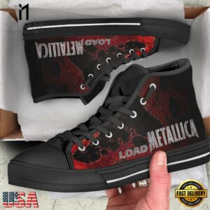 Metallica Load Black Red Color High Top Canvas Sneakers Shoes