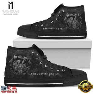 Metallica Music Band And Justice For All Black Color High Top Canvas Sneakers Shoes 5 Metallica Music Band And Justice For All Black Color High Top Canvas Sneakers Shoes