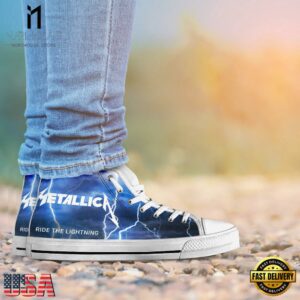 Metallica Thunder Black White High Top Canvas Sneakers Shoes