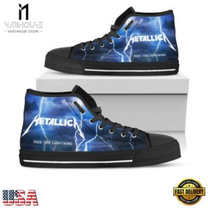 Metallica Thunder Black White High Top Canvas Sneakers Shoes