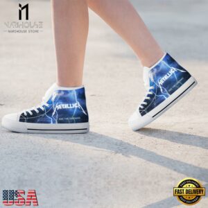 Metallica Thunder Black White High Top Canvas Sneakers Shoes