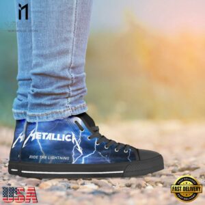 Metallica Thunder Black White High Top Canvas Sneakers Shoes