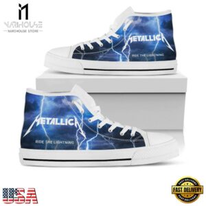 Metallica Thunder Black White High Top Canvas Sneakers Shoes