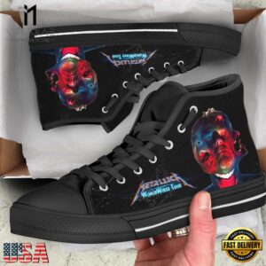 Metallica World Wired Tour Black Color High Top Canvas Sneakers Shoes