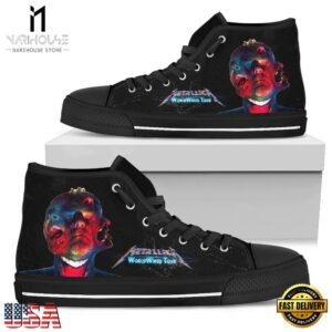 Metallica World Wired Tour Black Color High Top Canvas Sneakers Shoes