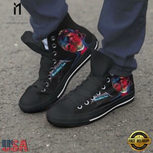 Metallica World Wired Tour Black Color High Top Canvas Sneakers Shoes