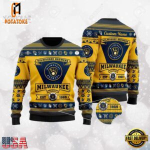 Michigan Wolverines Football Team Logo Custom Name NCAA Ugly Christmas Sweater