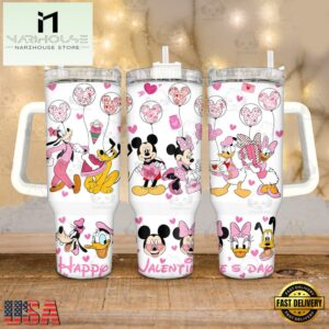 Mickey and friends Valentines Stainless Steel Tumbler 40Oz With Handle