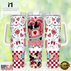 Mickey And Minnie Mouse Couple Love Happy Valentines Day Tumbler 40oz