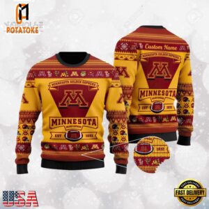 Minnesota Golden Gophers Football NCAA Team Logo Custom Name Ugly Christmas Sweater