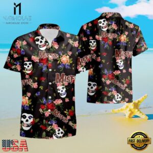 Misfits Band Skull & Floral Print Hawaiian Shirt