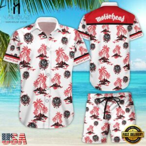 Motorhead Rock Band Red Coconut tree Hawaiian Shirt