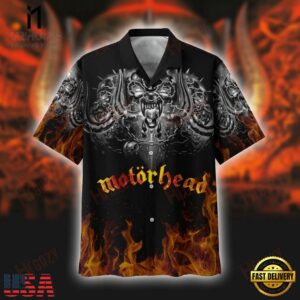 Motorhead Rock Band Red Fire Hawaiian Aloha Shirt