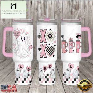 My Boo Cute Ghost Valentine Stainless Steel Tumbler 40Oz With Handle