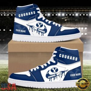NCAA BYU Cougars Grunge Style Custom Air Jordan 1 Shoes