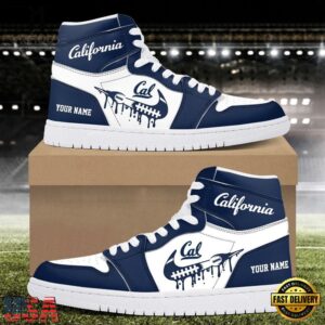 NCAA California Golden Bears Grunge Style Custom Air Jordan 1 Shoes