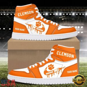 NCAA Clemson Tigers Grunge Style Custom Air Jordan 1 Shoes