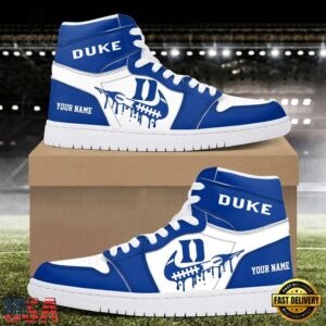 NCAA Duke Blue Devils Grunge Style Custom Air Jordan 1 Shoes