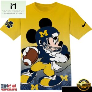 NCAA Football Michigan Wolverines Mickey All Over Print T-Shirt