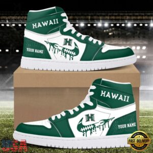 NCAA Hawaii Rainbow Warriors Grunge Style Custom Air Jordan 1 Shoes