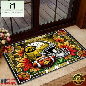 NCAA Iowa Hawkeyes Football Stained Glass Style Doormats