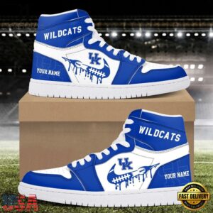 NCAA Kentucky Wildcats Grunge Style Custom Air Jordan 1 Shoes