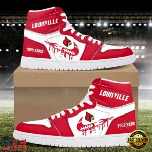 NCAA Louisville Cardinals Grunge Style Custom Air Jordan 1 Shoes
