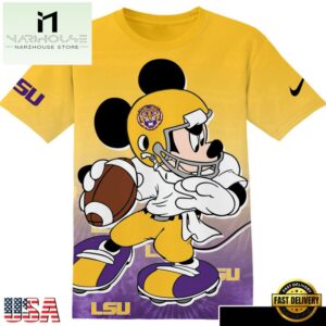 NCAA LSU Tigers Football Mickey All Over Print T-Shirt