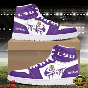 NCAA LSU Tigers Grunge Style Custom Air Jordan 1 Shoes