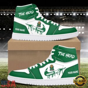 NCAA Marshall Thundering Herd Grunge Style Custom Air Jordan 1 Shoes