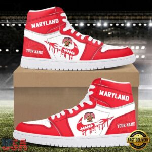 NCAA Maryland Terrapins Grunge Style Custom Air Jordan 1 Shoes