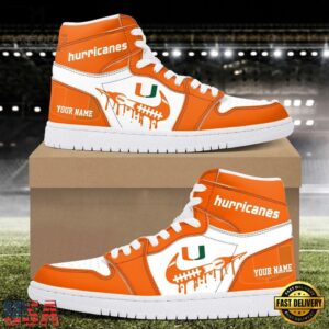 NCAA Miami Hurricanes Grunge Style Custom Air Jordan 1 Shoes