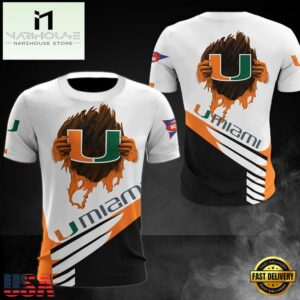 NCAA Miami Hurricanes Logo Team All Over Print T Shirt