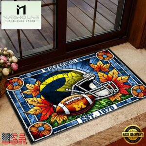 NCAA Michigan Wolverines Football Stained Glass Style Doormats