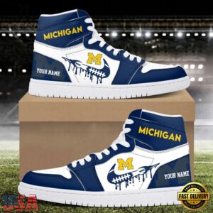 NCAA Michigan Wolverines Grunge Style Custom Air Jordan 1 Shoes