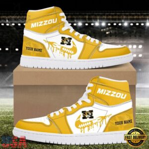 NCAA Missouri Tigers Grunge Style Custom Air Jordan 1 Shoes