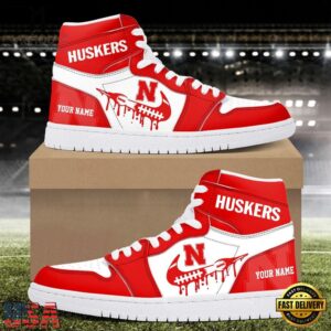 NCAA Nebraska Cornhuskers Grunge Style Custom Air Jordan 1 Shoes