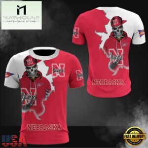 NCAA Nebraska Cornhuskers Halloween Skeleton All Over Print T Shirt