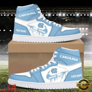 NCAA North Carolina Tar Heels Grunge Style Custom Air Jordan 1 Shoes