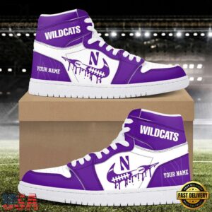 NCAA Northwestern Wildcats Grunge Style Custom Air Jordan 1 Shoes