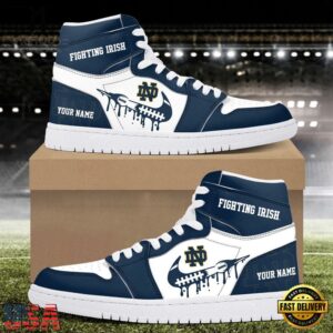 NCAA Notre Dame Fighting Irish Grunge Style Custom Air Jordan 1 Shoes